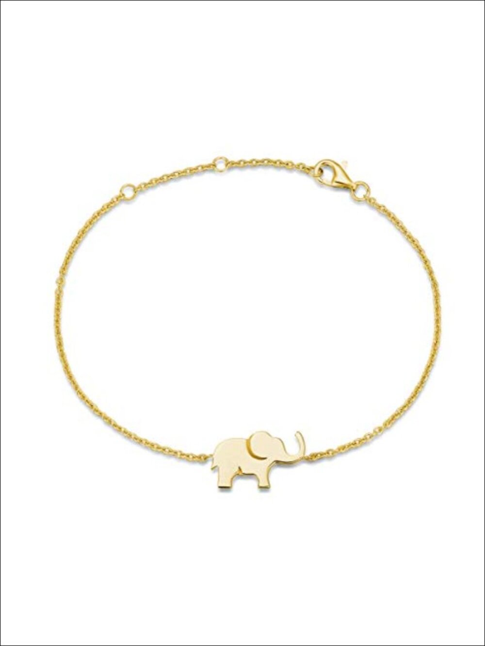 925 Sterling Silver White Gold Plated Lucky Elephant Charm Link Bracelet